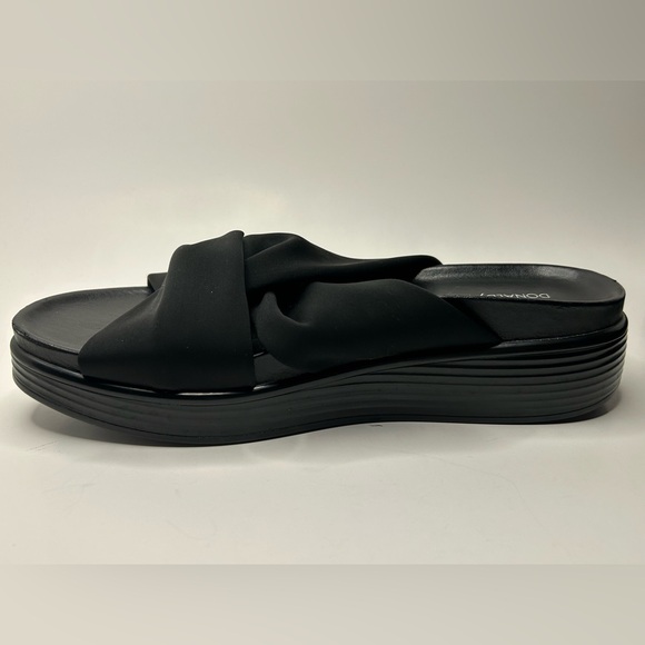 Donald Pliner Black Leather Twisted Knot Fabric Platform Sandal Heel Size 8M - Picture 4 of 8